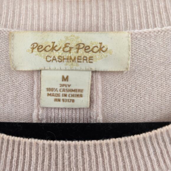 Peck & Peck Sweater Womens Medium Pink 100% Cashmere Button Back Pullover - Picture 3 of 6